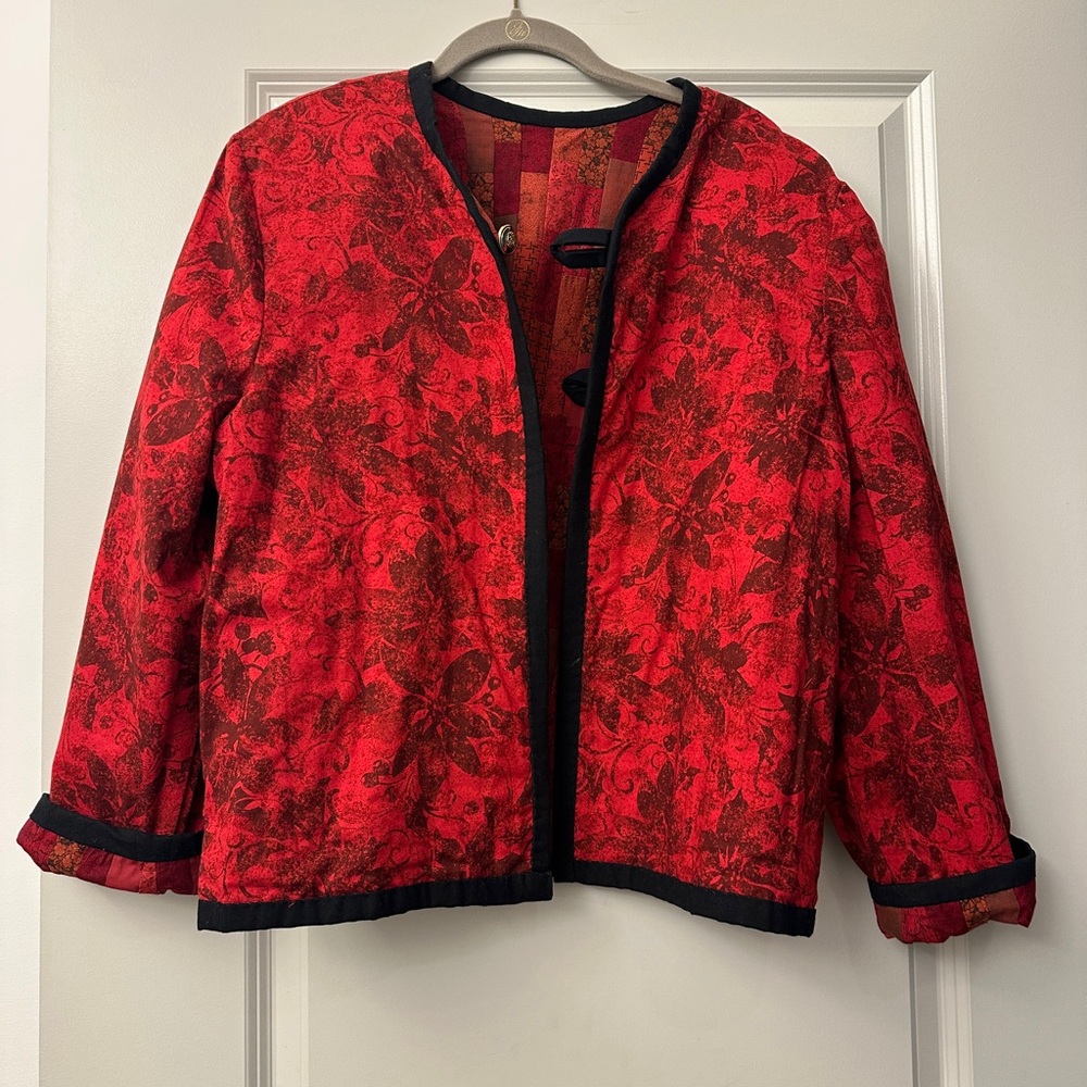 90s Red Patchwork Reversible Quilted Jacket - image 5